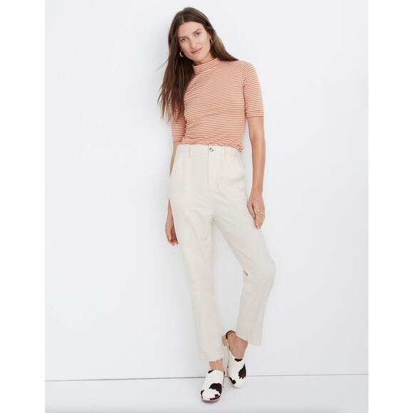 MADEWELL Camp Pants Trousers Ankle Natural Seeded Herringbone Cream Sz XL {EE45} - Picture 2 of 9